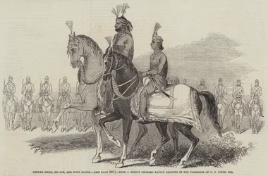 Gholab Singh, his Son, and Body Guard